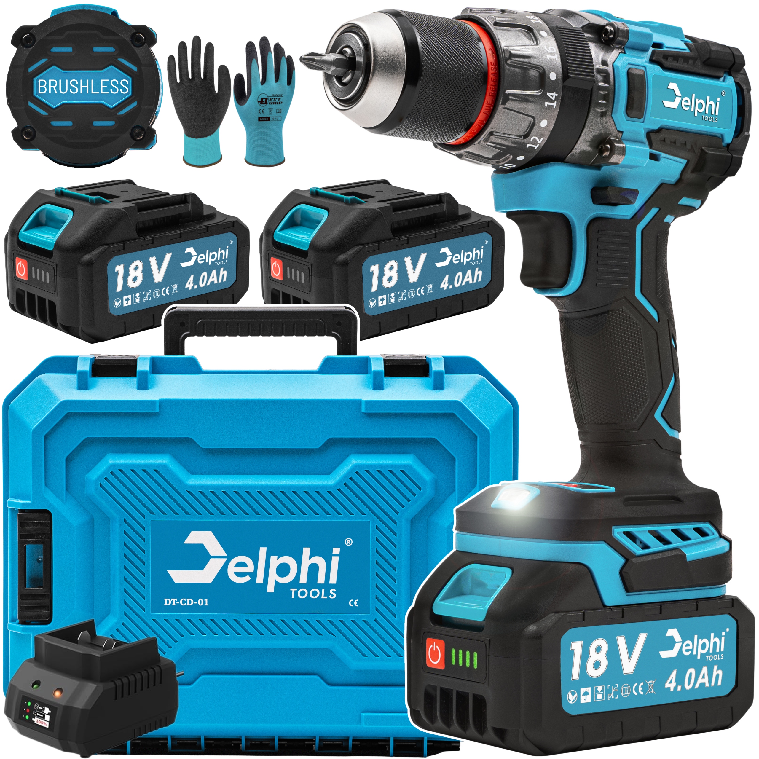 Profesjonalna Wiertarko Wkrętarka Akumulatorowa 2xAKU 4.0 Ah 18V Udarowa