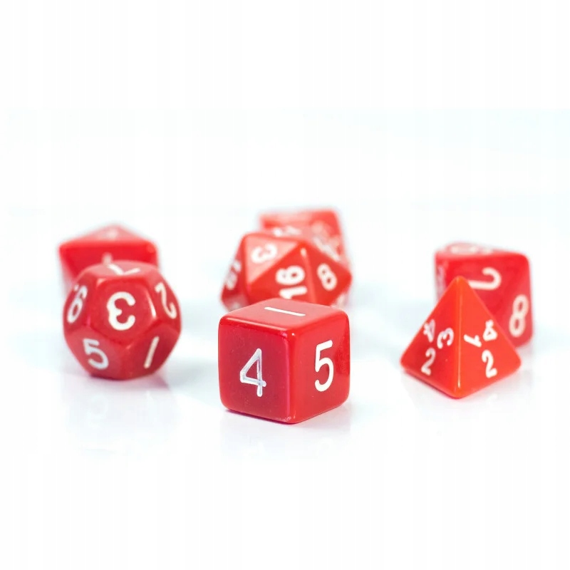 CZERWONY ZESTAW 7 KOŚCI KOSTEK RPG