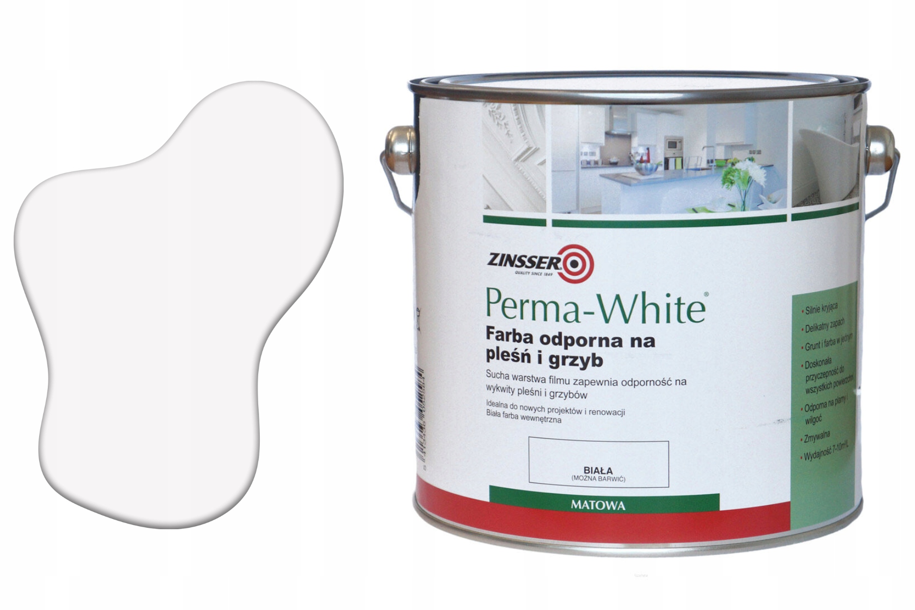 Farba chrániaca pred plesňami Perma White 2,5 l biela matná Zinsser