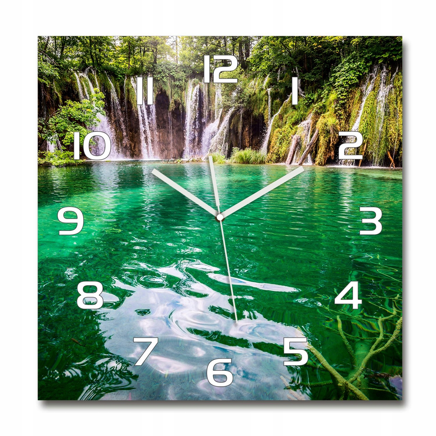 

Wiszący szklany zegar Jezioro Plitwickie 60x60 cm