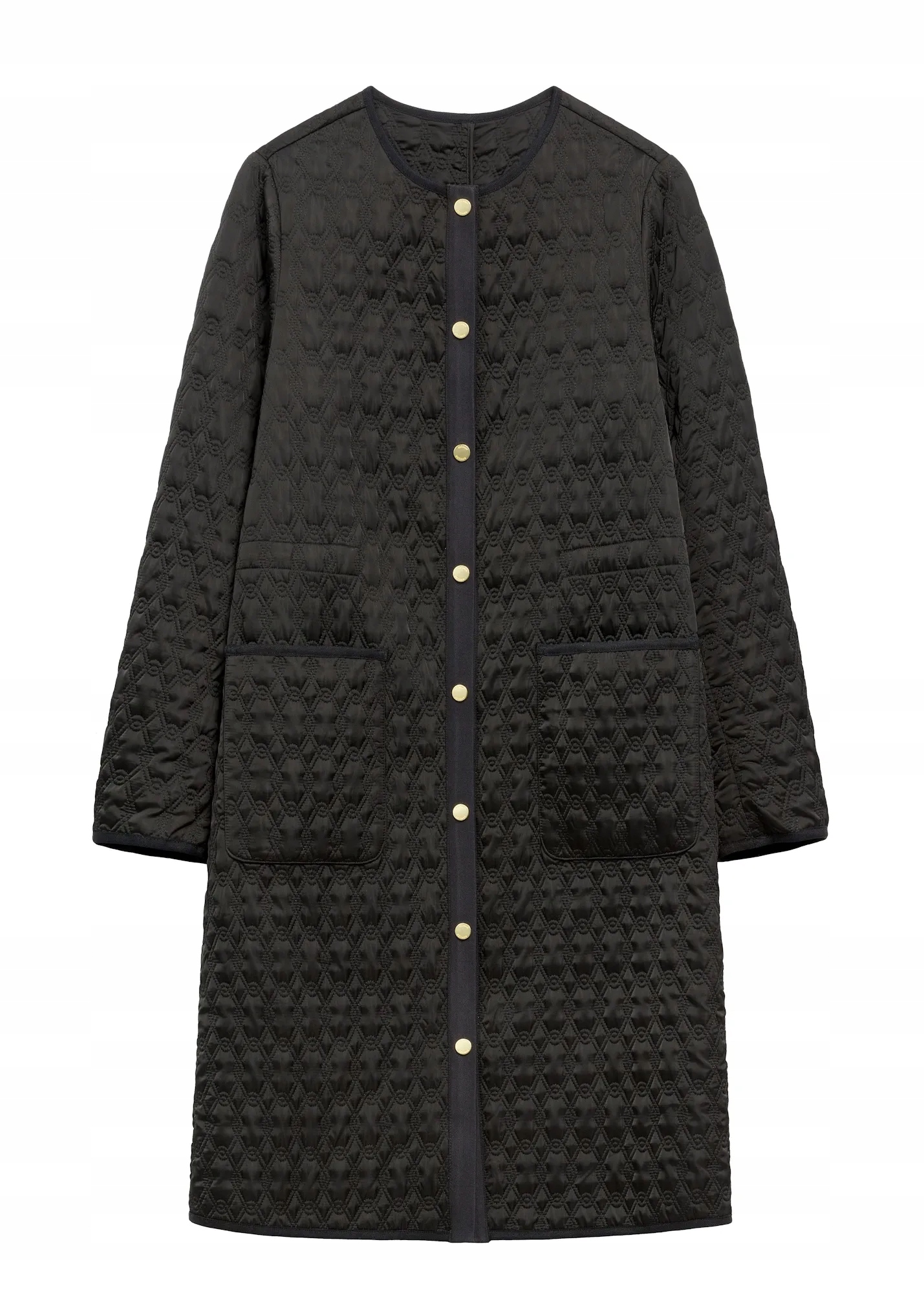 Ochnik Černá dlouhá prošívaná dámská bunda KURDT-0631-99(W26) S