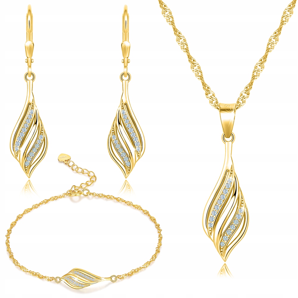 

Komplet Złotej Damskiej Biżuterii Srebro 925