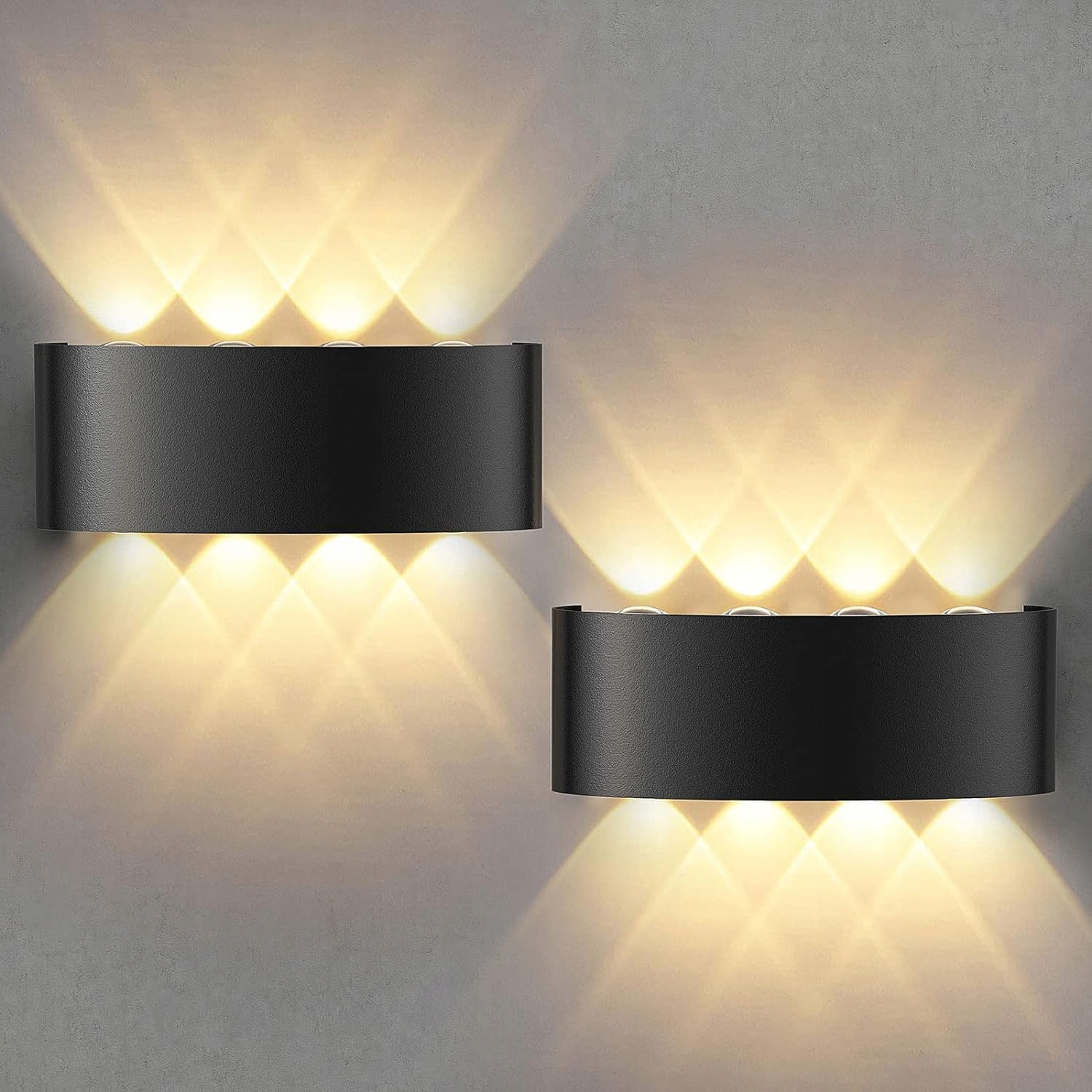 Nástěnné Lampy Sada 2 Kusů Led 8W 3000K Hliníkové IP65 Venkovní