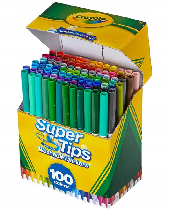 Crayola Supertips FLAMASTRY, PISAKI, MAZAKI 100 SZTUK ZMYWALNE Colouring Liczba sztuk w zestawie 20 szt.