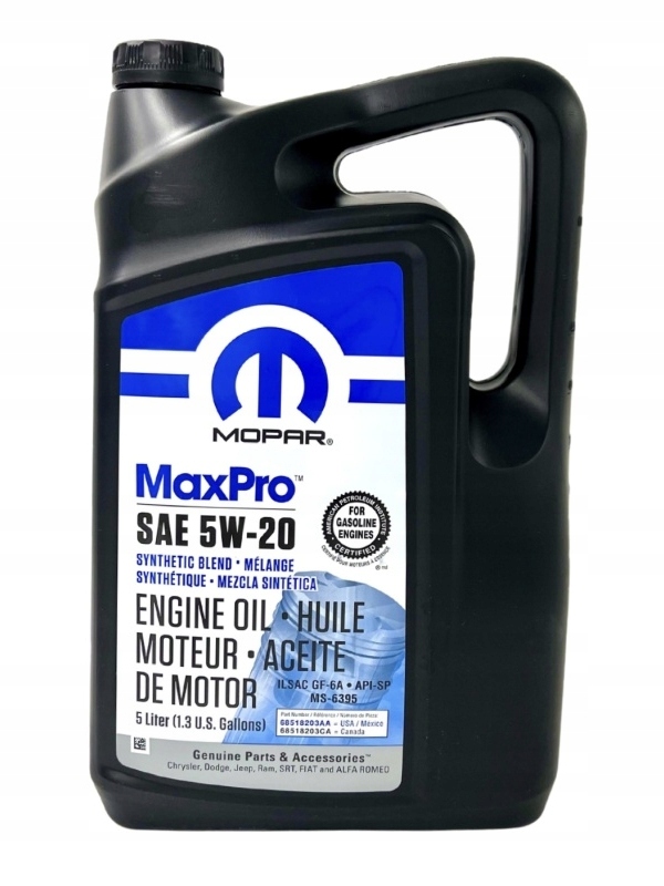 Olej Mopar 5V20 5L GF-6A MS-6395 Chrysler Jeep Dodge Ram