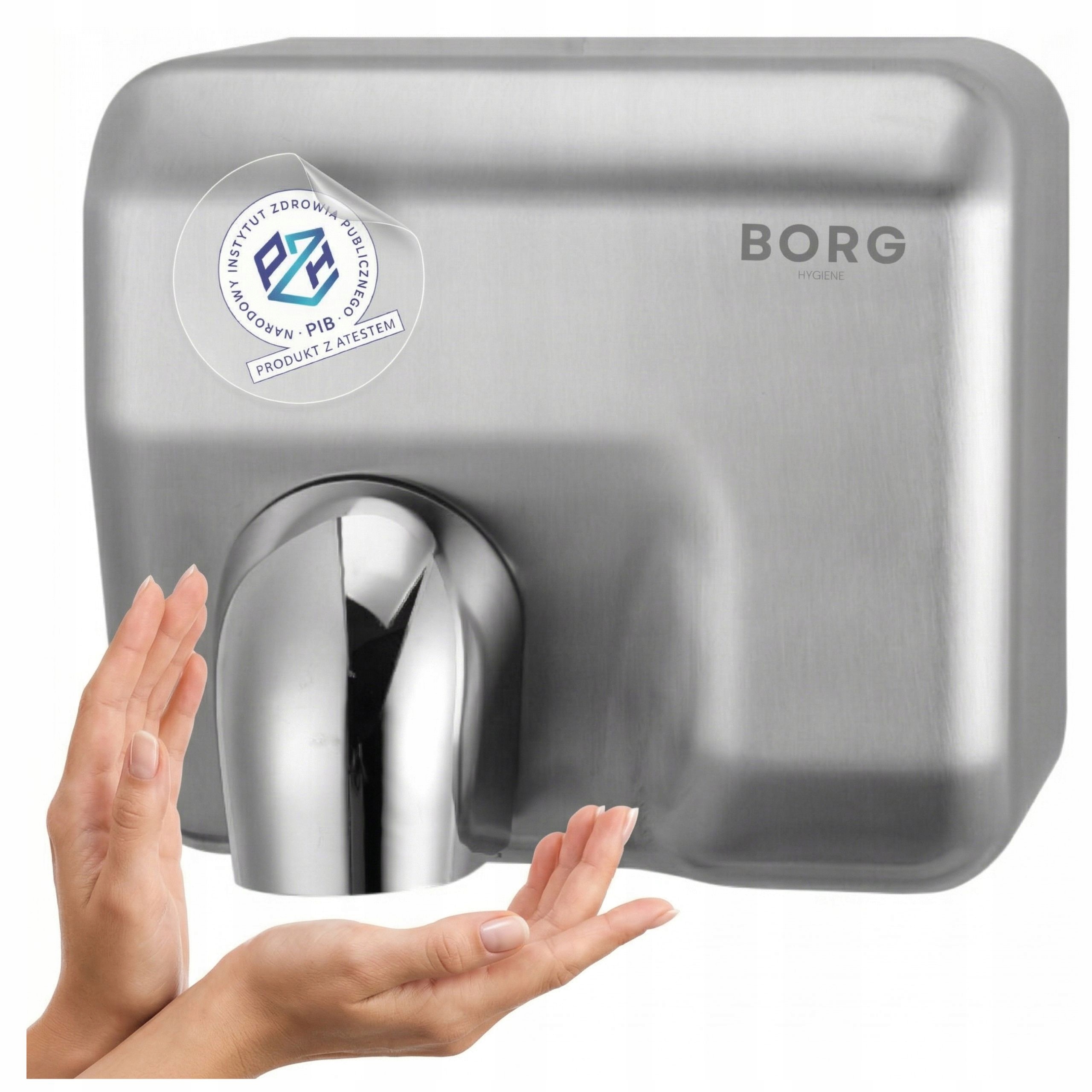 Sušička rukou 2500W Borg Flowmaster Stříbrná ocelová pohyblivá tryska Pzh