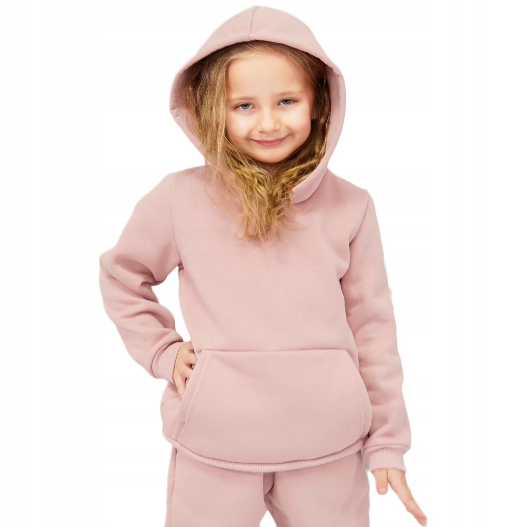 

Pudrowy róż Bluza r.146 ocieplana kangurka dresowa