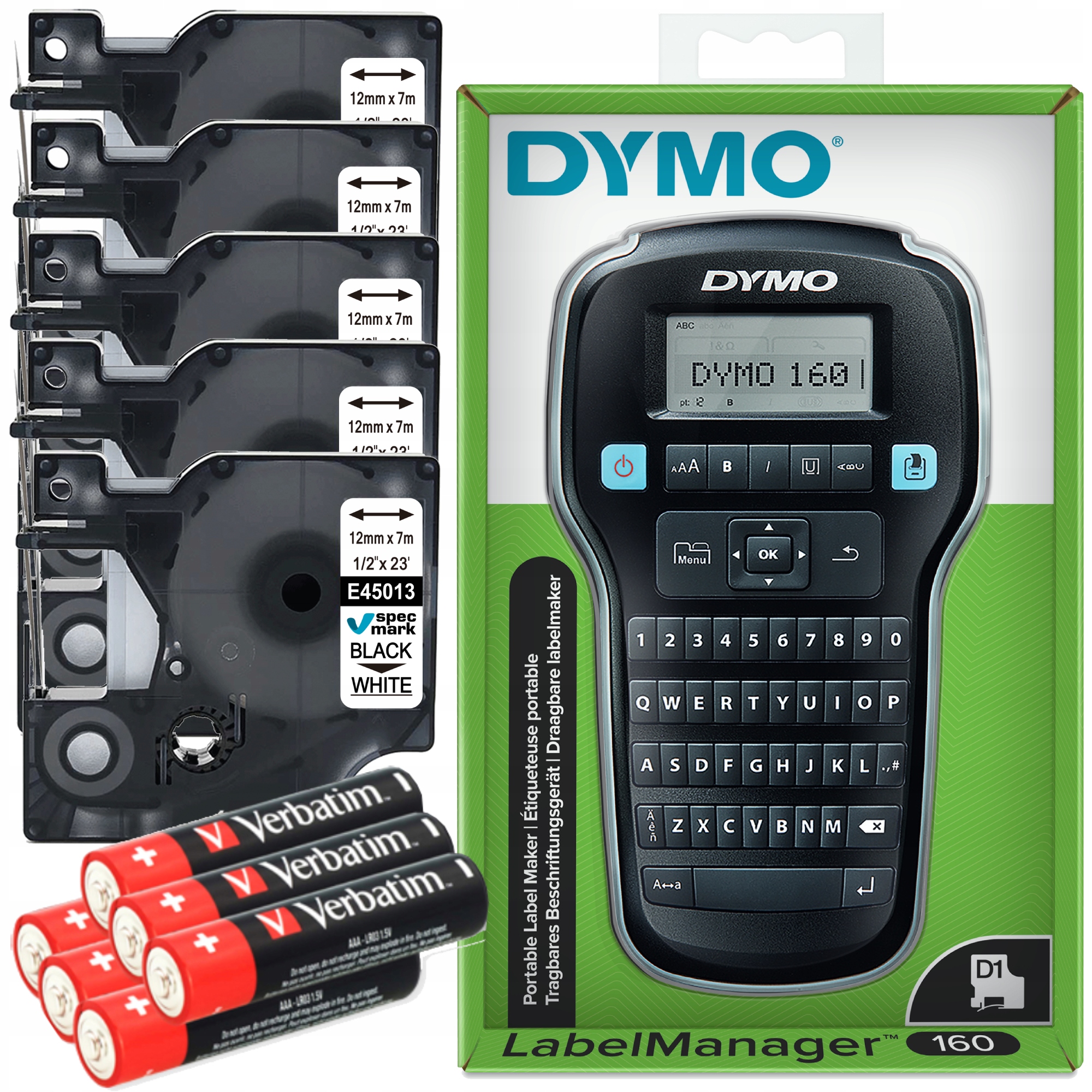 Tlačiareň Dymo LabelManager 160 LM160 5x páska D1 45013 6 batérií Zadarmo