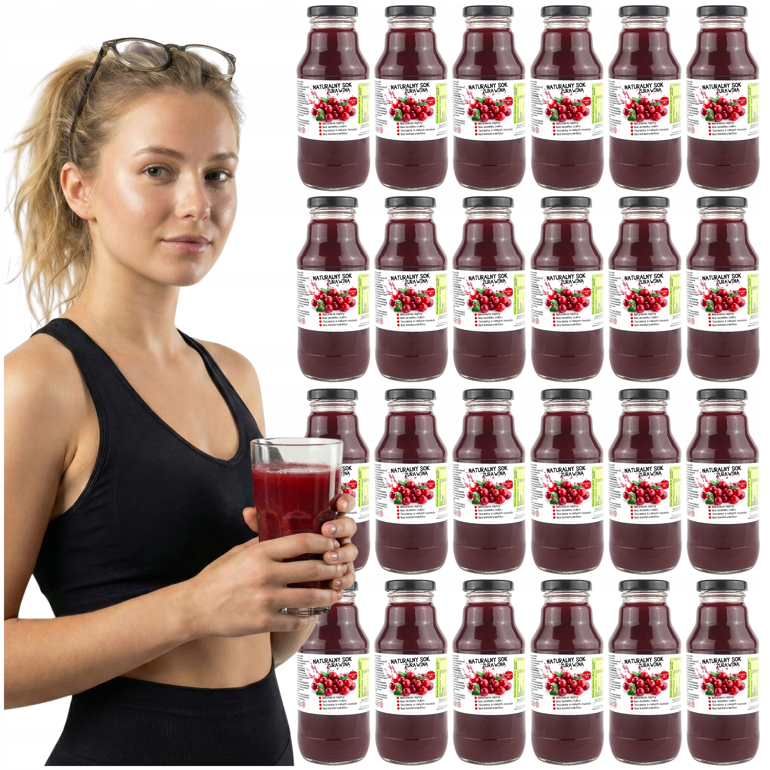 Sok z żurawiny 100% Naturalny Tłoczony Nfc butelka 300ML zestaw 24szt