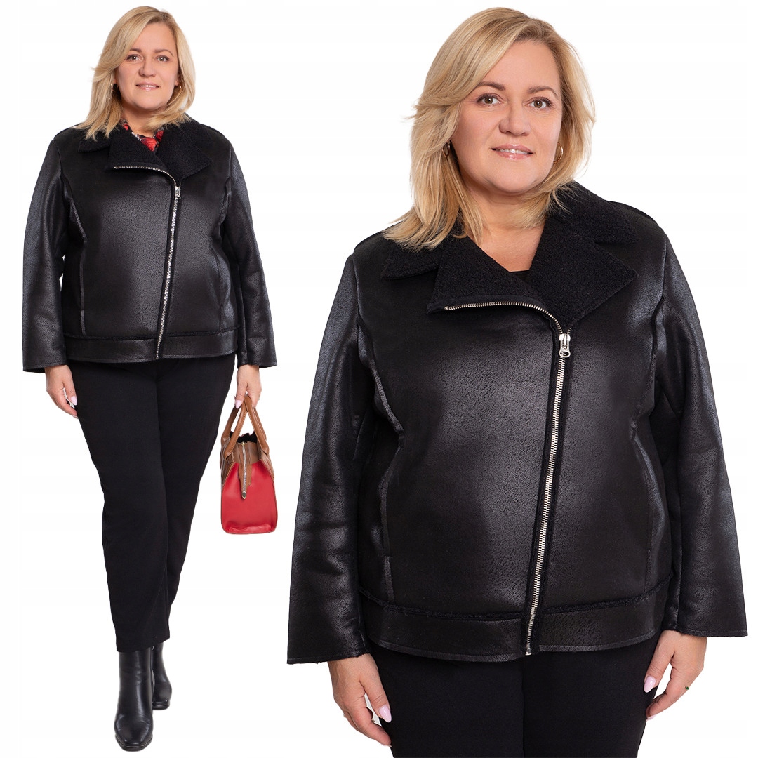 Krótki czarny kożuch