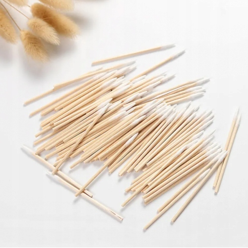 DREWNIANE PATYCZKI KOSMETYCZNE Z BAWEŁNĄ 100 SZTUK Kod producenta 5907565673715