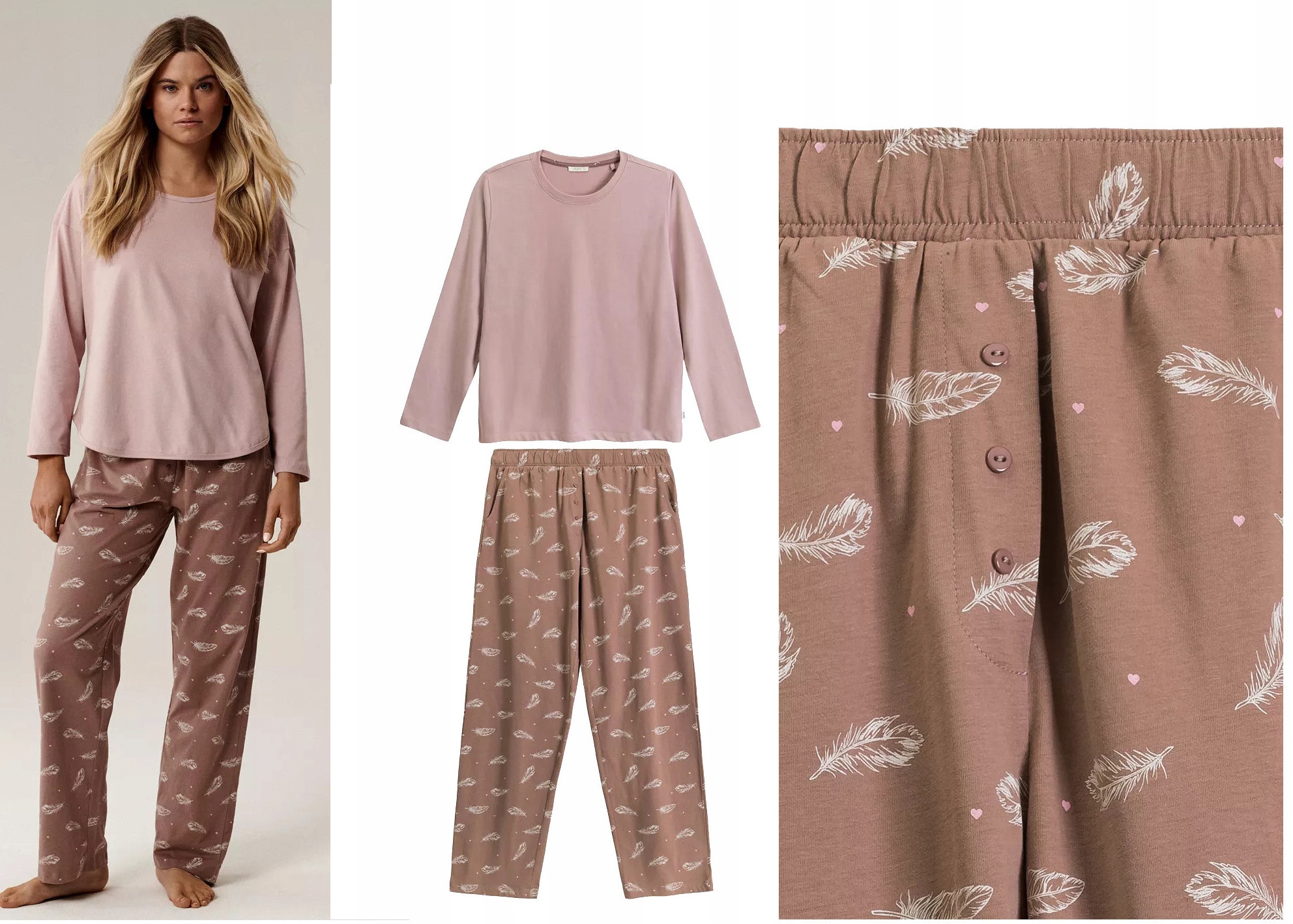 Atlantic bawełniana piżama damska Długa, model Nlp 501 *L* ros/rozc1