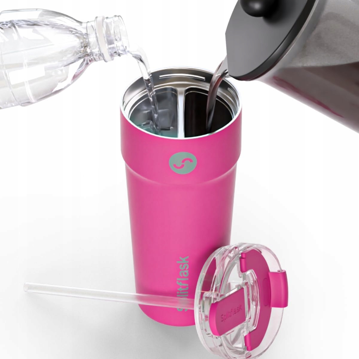 Splitflask Dvojitý izolovaný Termohrnek 850 ml Nerezová Ocel Fuchsiová