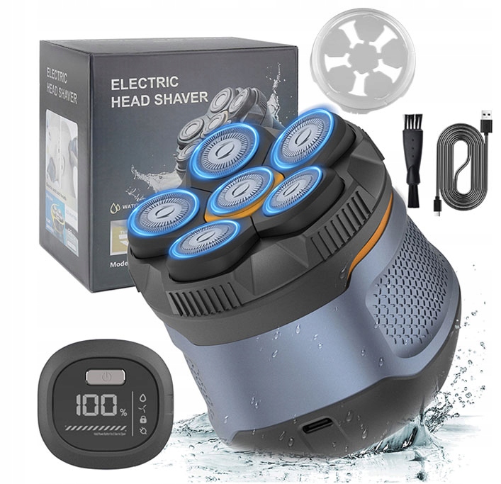 Golarka elektryczna do głowy, zarostu bezprzewodowa IPX6 6 ostrzy