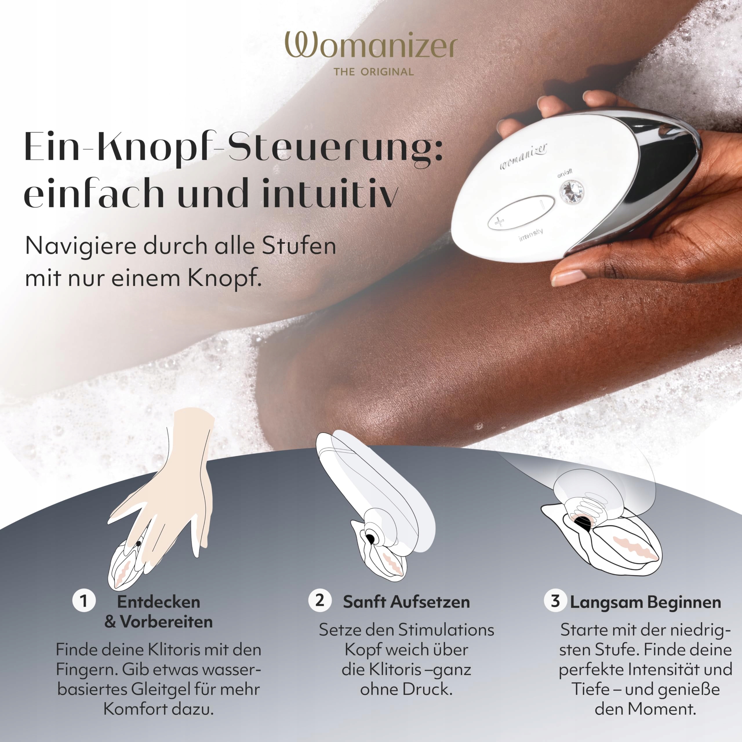 WOMANIZER PRO W500 Stymulator Klitorisu 12 Poziomów Wodoodporny Biały — miniatura 4
