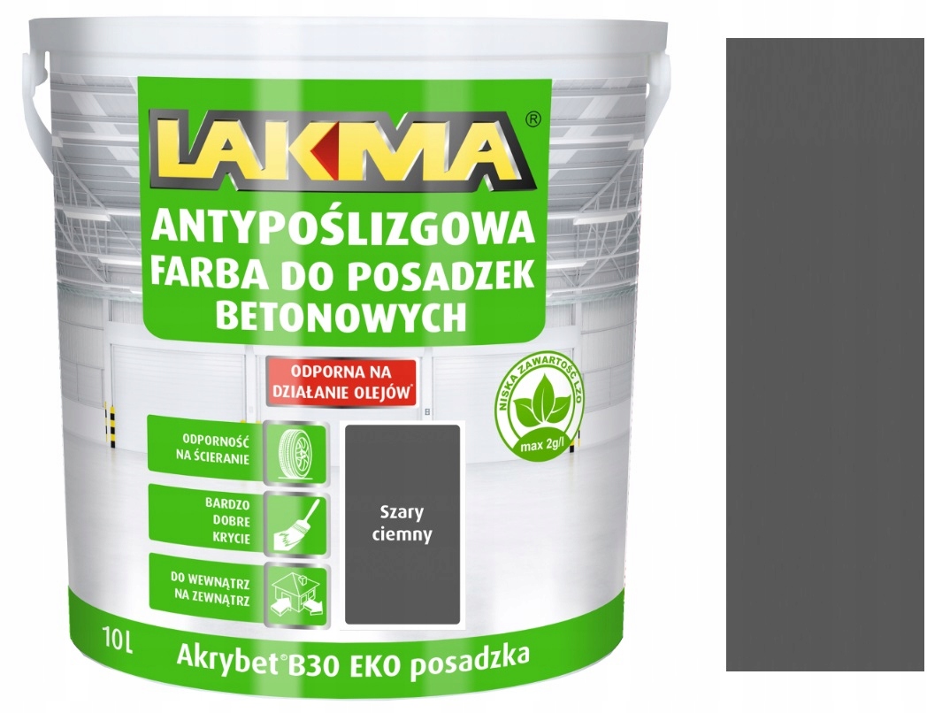 Lakma Akrybet B-30 Eko Antypoślizgowa Do Betonu Posadzki Szary Ciemny 10L
