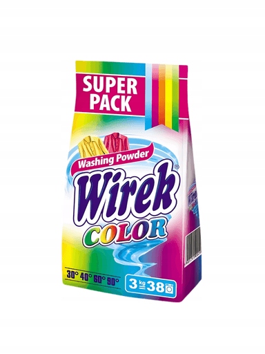 3x Prášek na praní barevných tkanin 3 kg Wirek Barva 38 Praní Efektivní