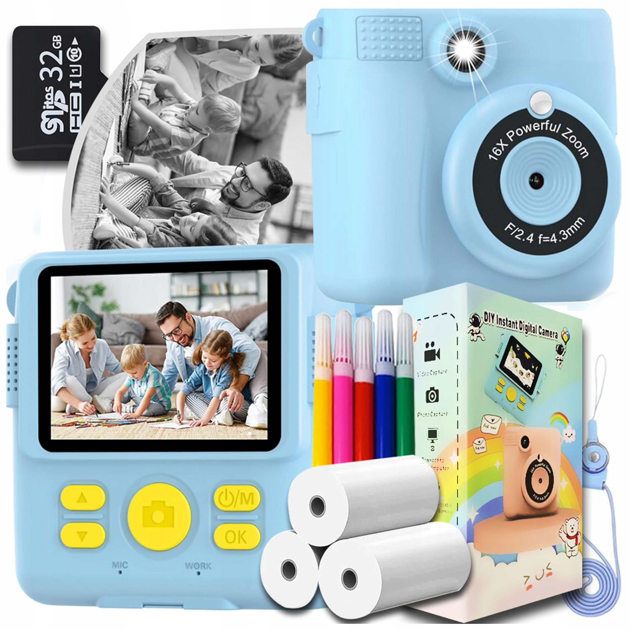 Digitální fotoaparát pro děti s okamžitým tiskem sada náplní