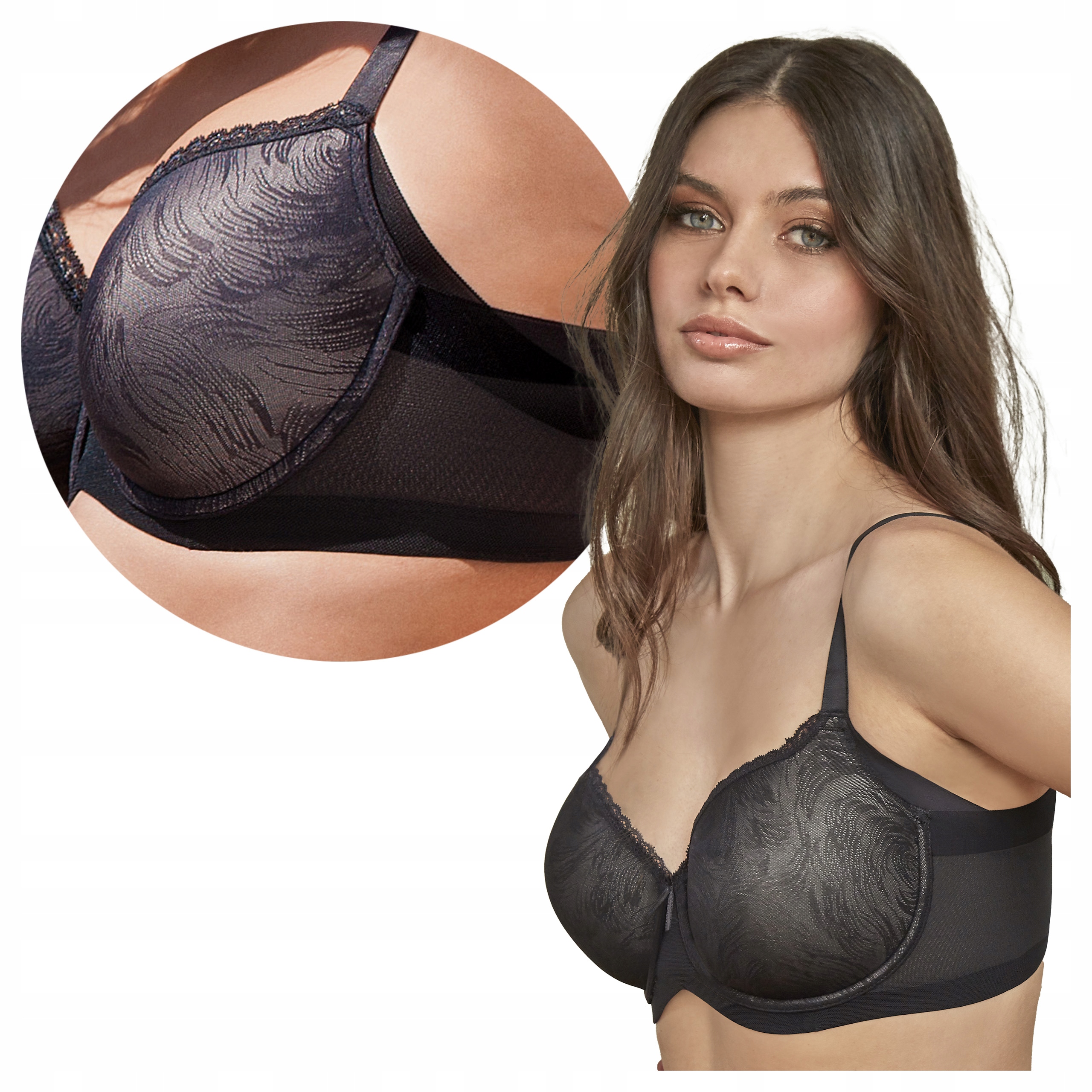 Hladký modelující bok Vyztužený podprsenka 90F Violeta Negro Černá