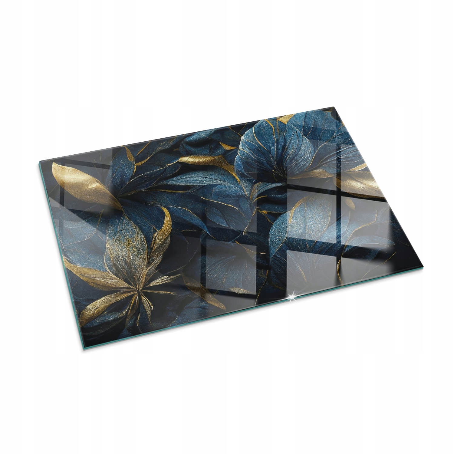 Sklenená tvrdená doska pod krb 100 x 70 cm Elegantné listy s textúrou