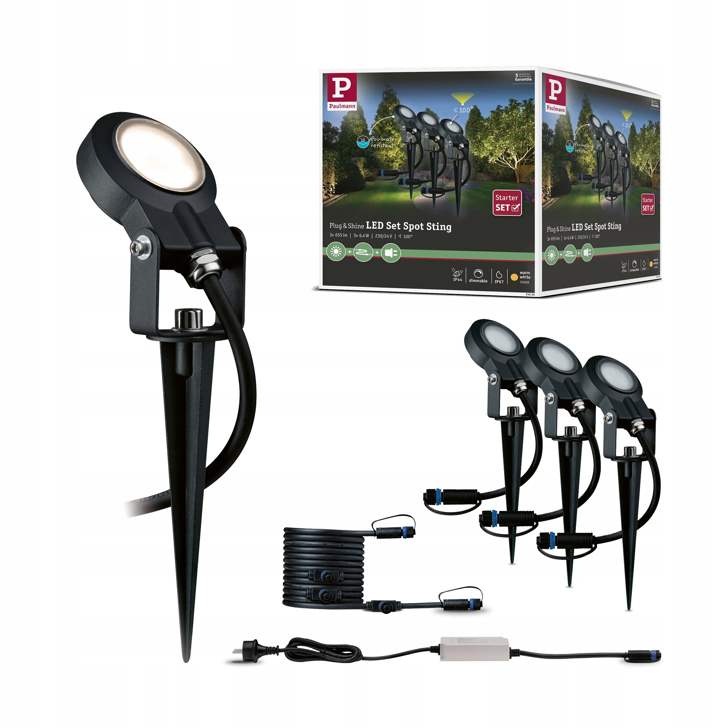 Paulmann Plug & Shine Led Reflektor Ogrodowy Sting Zestaw Podstawowy