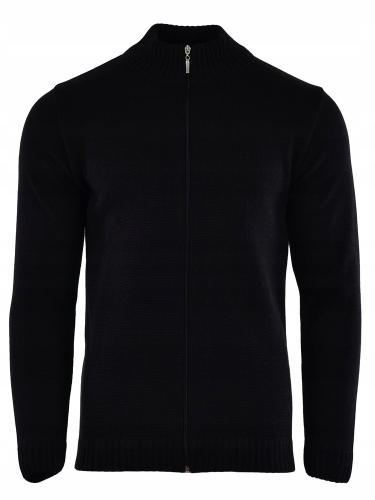 Sweter Gładki Rozpinany Czarny Duży 3XL