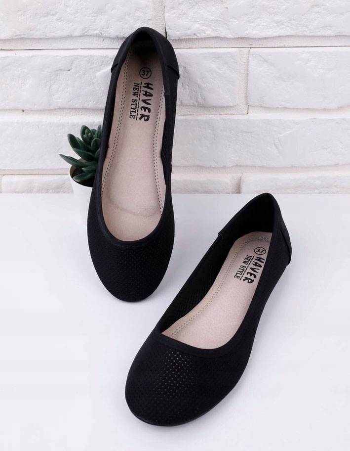 Baleríny Černé Baletky r 39 Zasouvací Ploché Ažurové Dárek