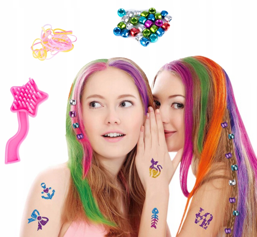 FARBY DO WŁOSÓW KOLOROWE TATUAŻE BROKATOWE DZIECI Materiał inny