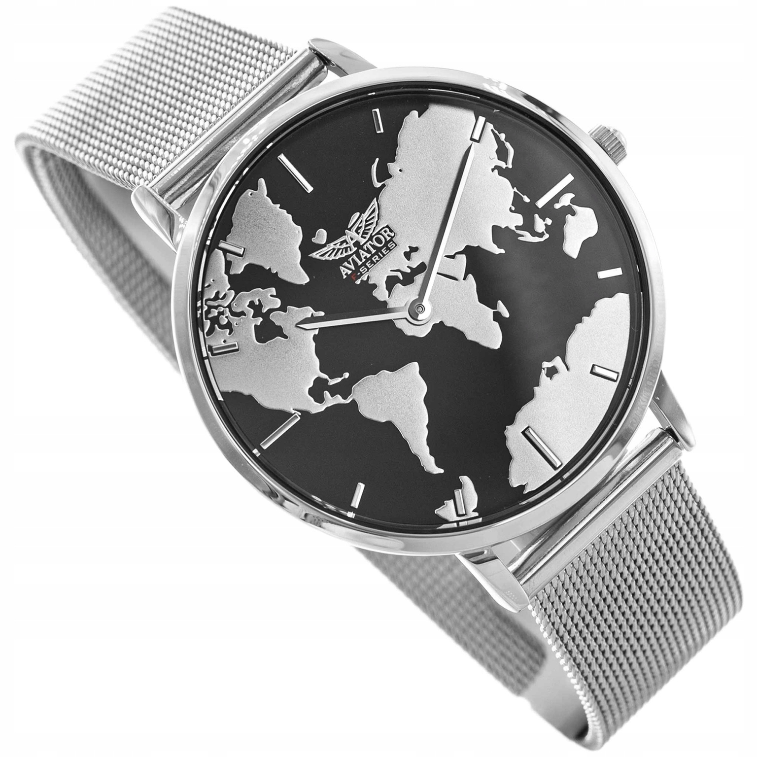 Dámské Hodinky Aviator AVAW9692SET Stříbrná Mapa Světa Náramek