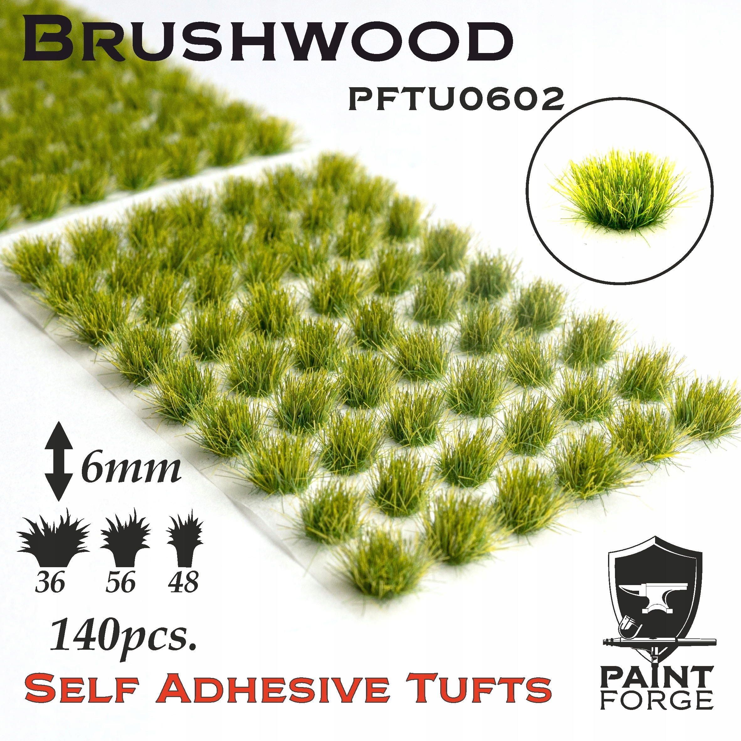 Paint Forge kępki trawki Brushwood - 140sztuk / 6mm kępki modelarskie
