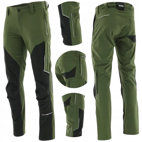 Pracovní kalhoty Khaki Elastické sofsthell 4-WAY Stretch olivové Odolné