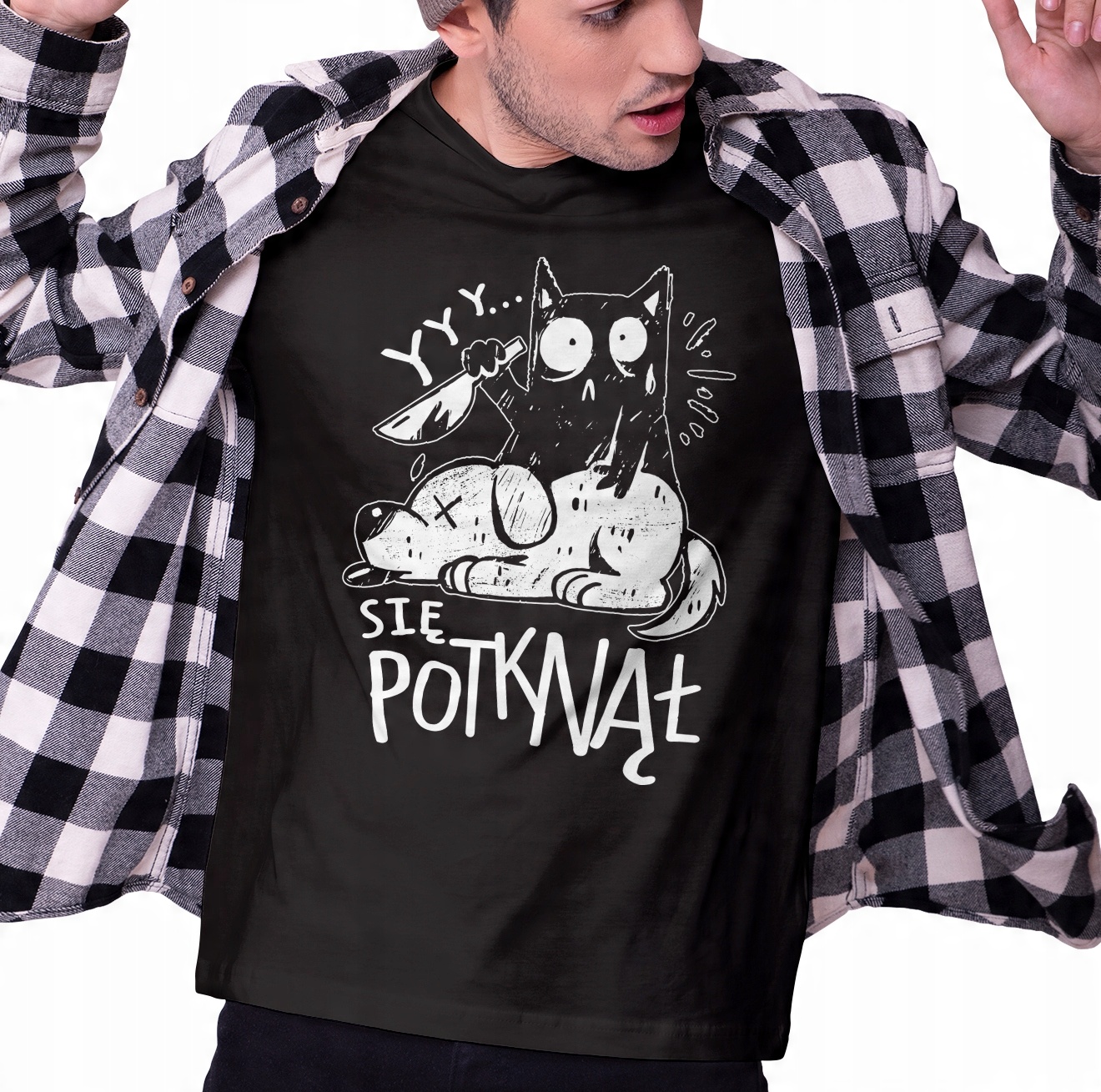 

Koszulka z kotem Się Potknął Tshirt XXL