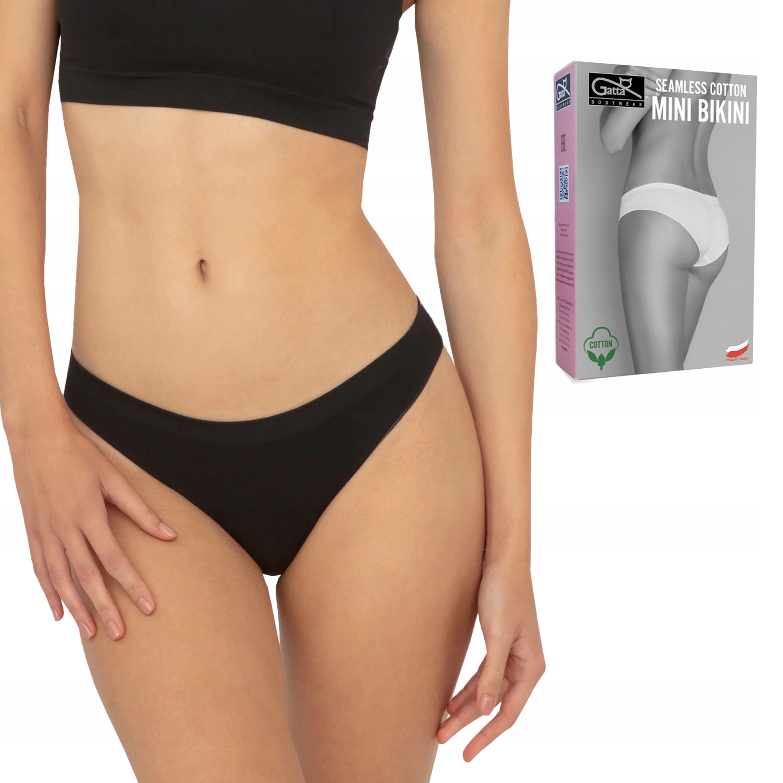 

Seamless Cotton Gatta Mini Bikini, czarny, M