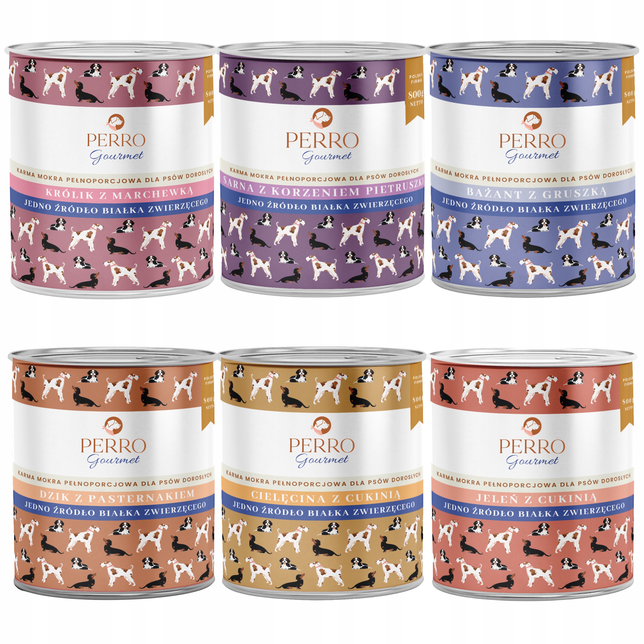 Levně Perro vlhké krmivo pro psy Gourmet mix chutí 6 x 800 g