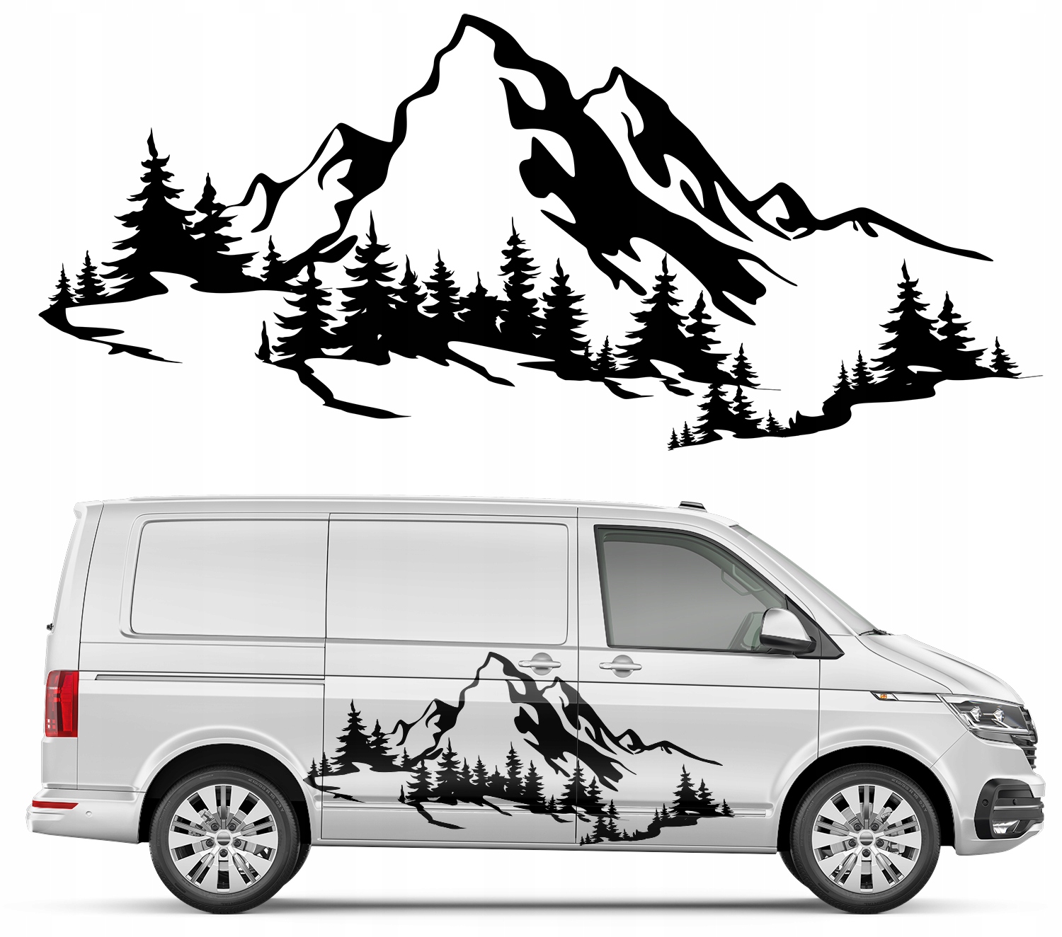 NAKLEJKA MOTYW SAMOCHOD CAMPER GORA LAS 94x227cm