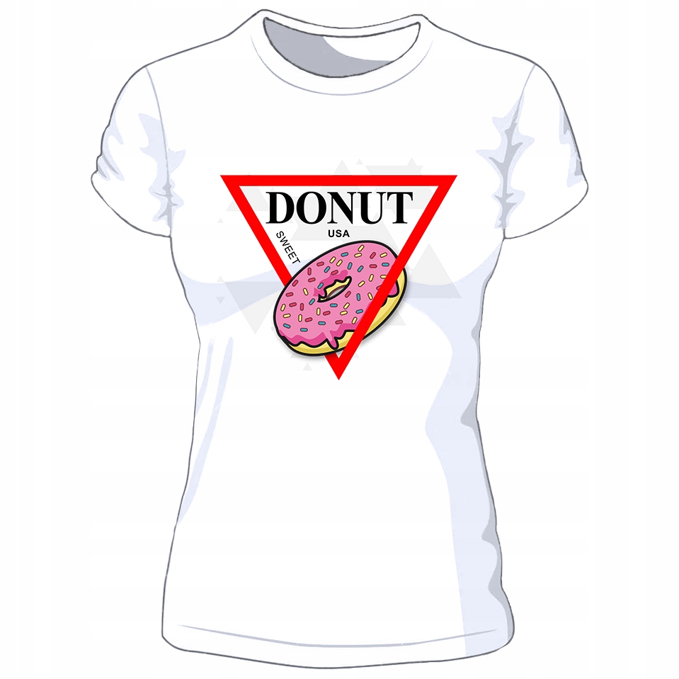 

Damska biała koszulka Jedzenie Donut r.XL