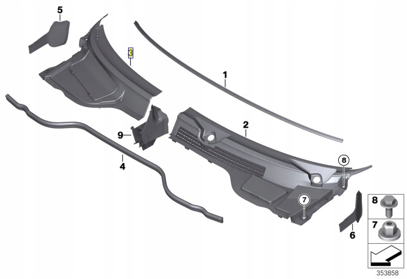 MINI podszybie prawe R58 R59 Numer katalogowy części 51712758794
