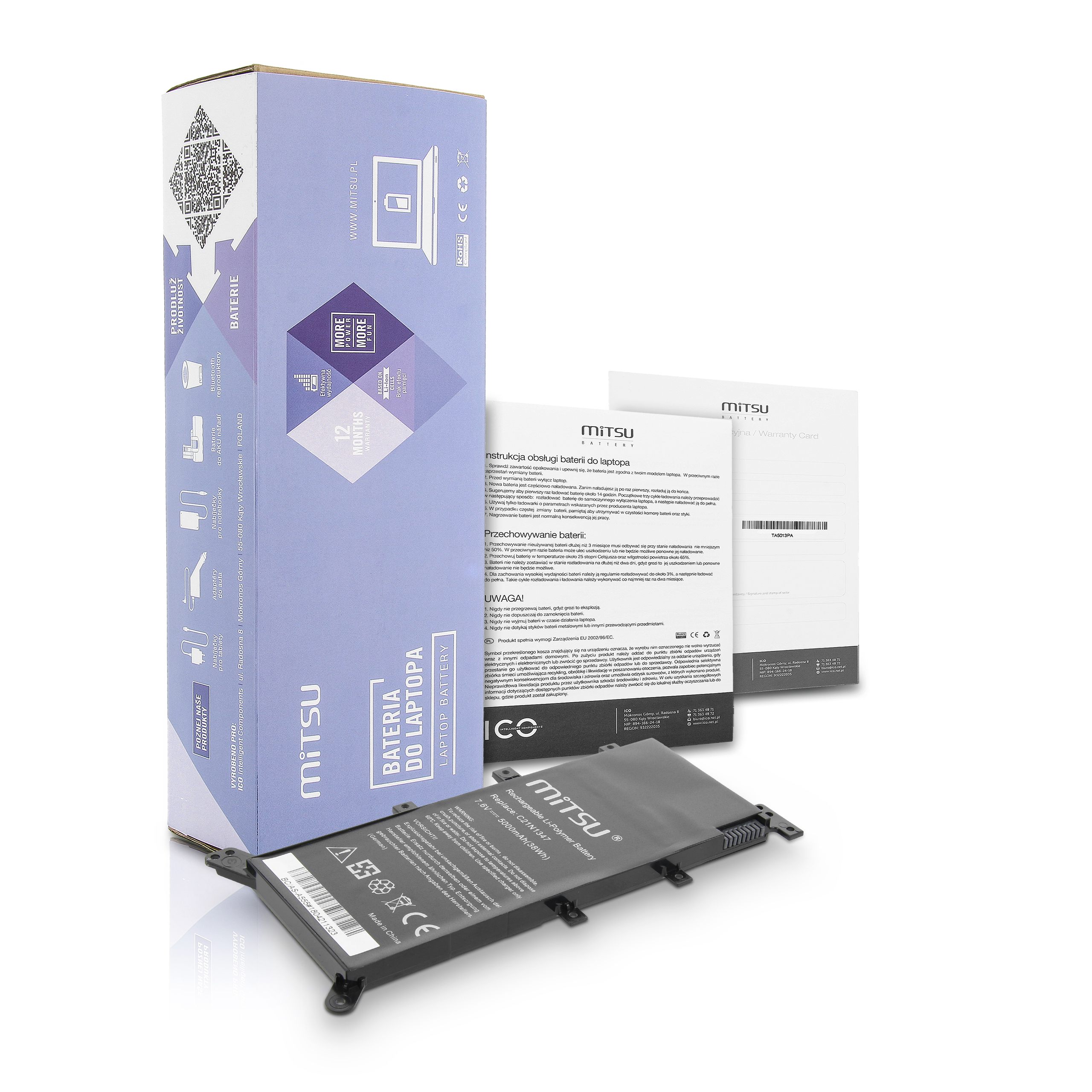 Baterie Mitsu pro Asus A555, F555, K555, 5000 mAh