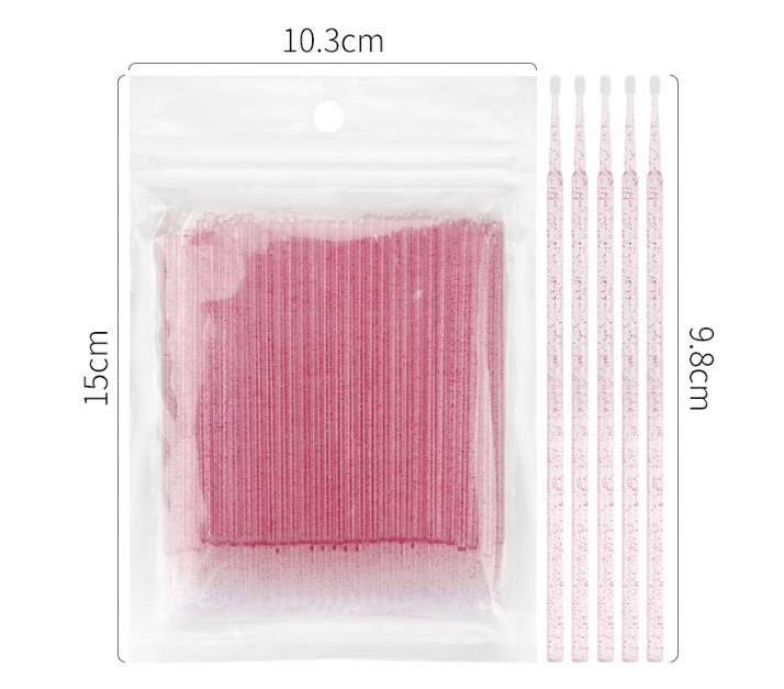 Microaplikatory | microbrush| brokatowe | RÓŻOWE Rodzaj aplikatory