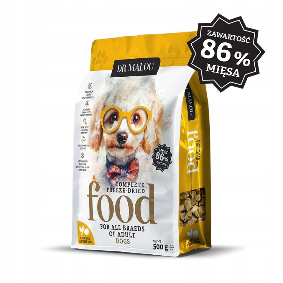 Levně Dr Malou Lyofilizované suché krmivo pro psy Kuře s dýní 500 g