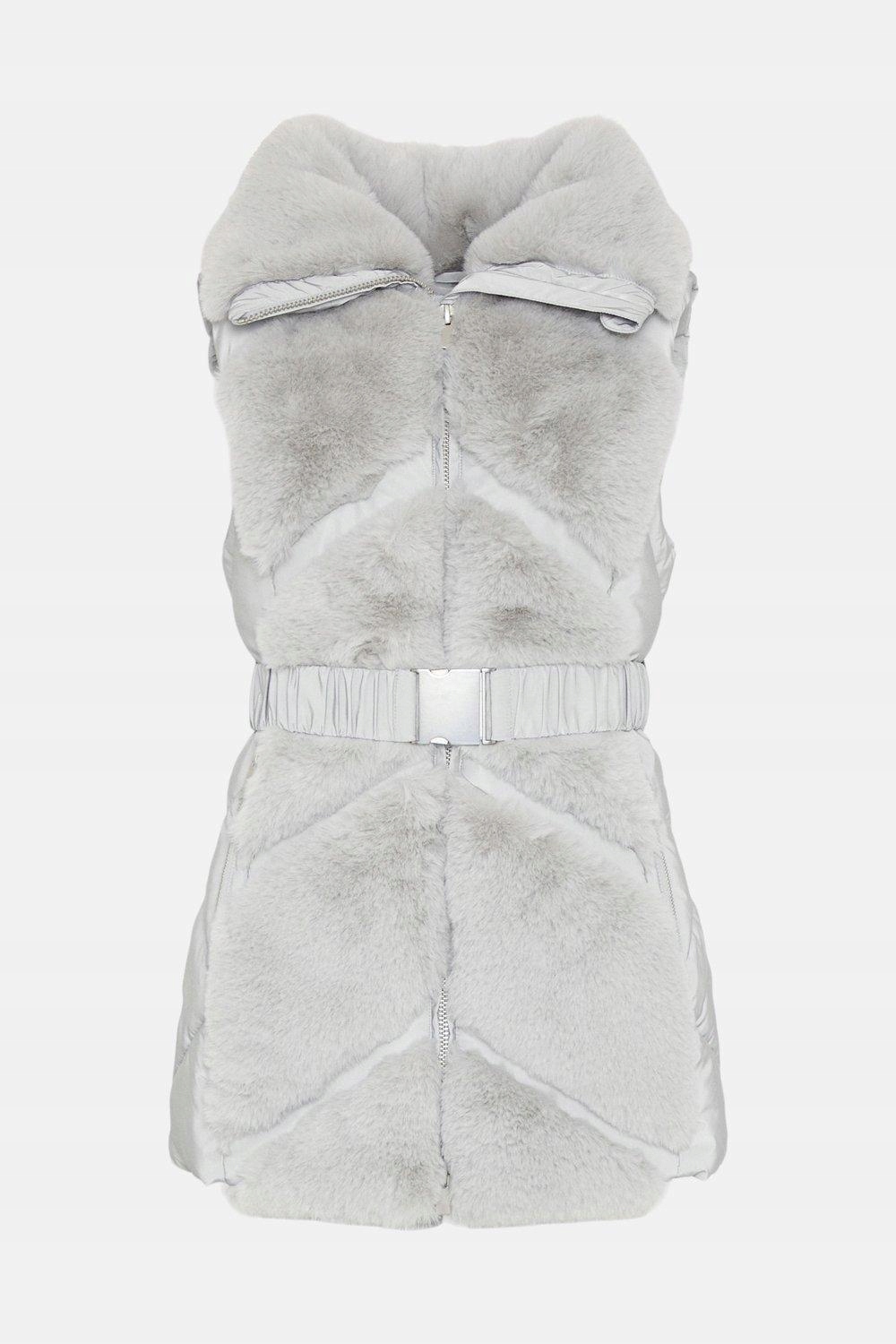 SZARA KAMIZELKA PASEK FUTERKO PIKOWANA BEZRĘKAWNIK COAST XL