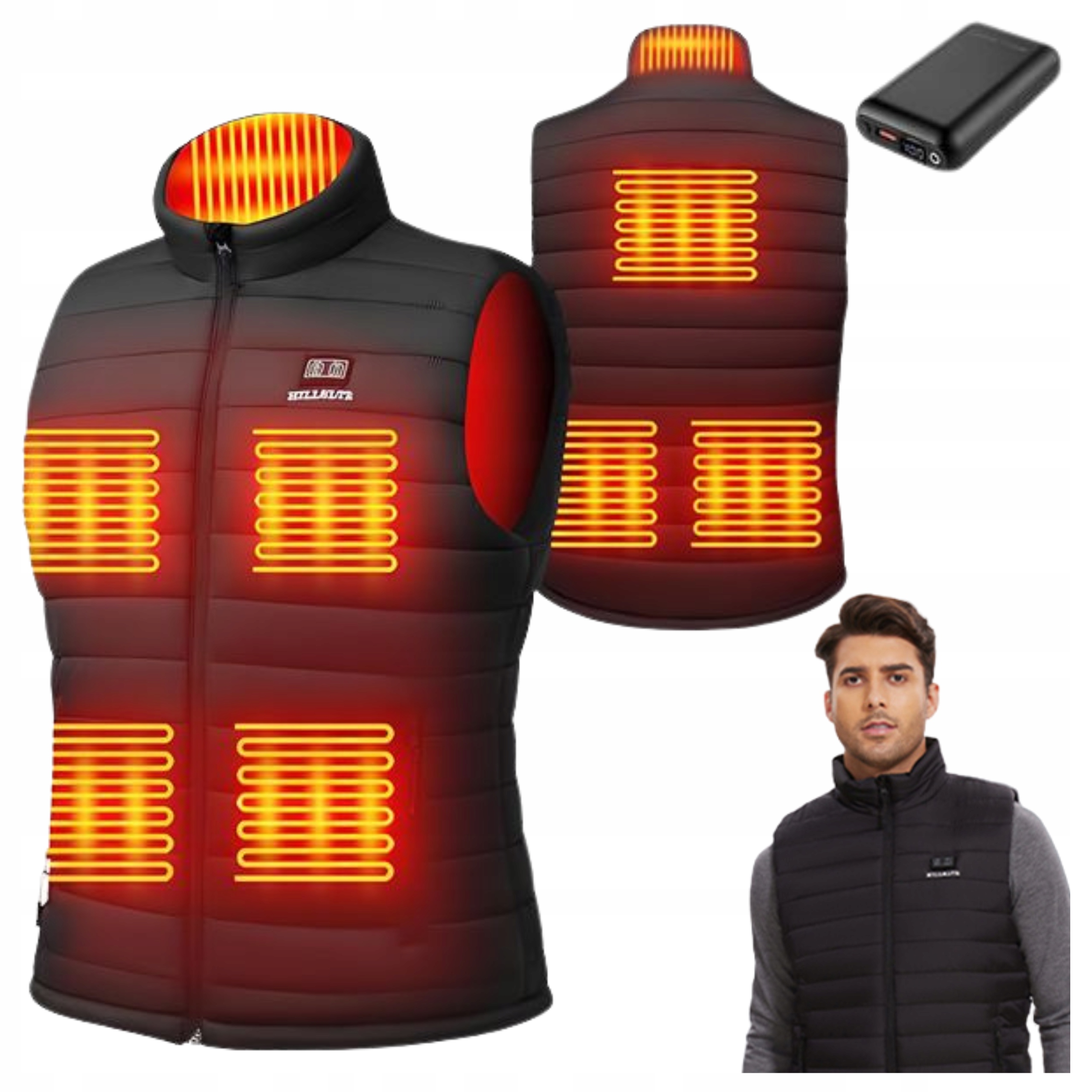 Usb Vyhřívaná Vesta Pánská Elektrická Bunda Bez Rukávů Zimní Vyhřívací L