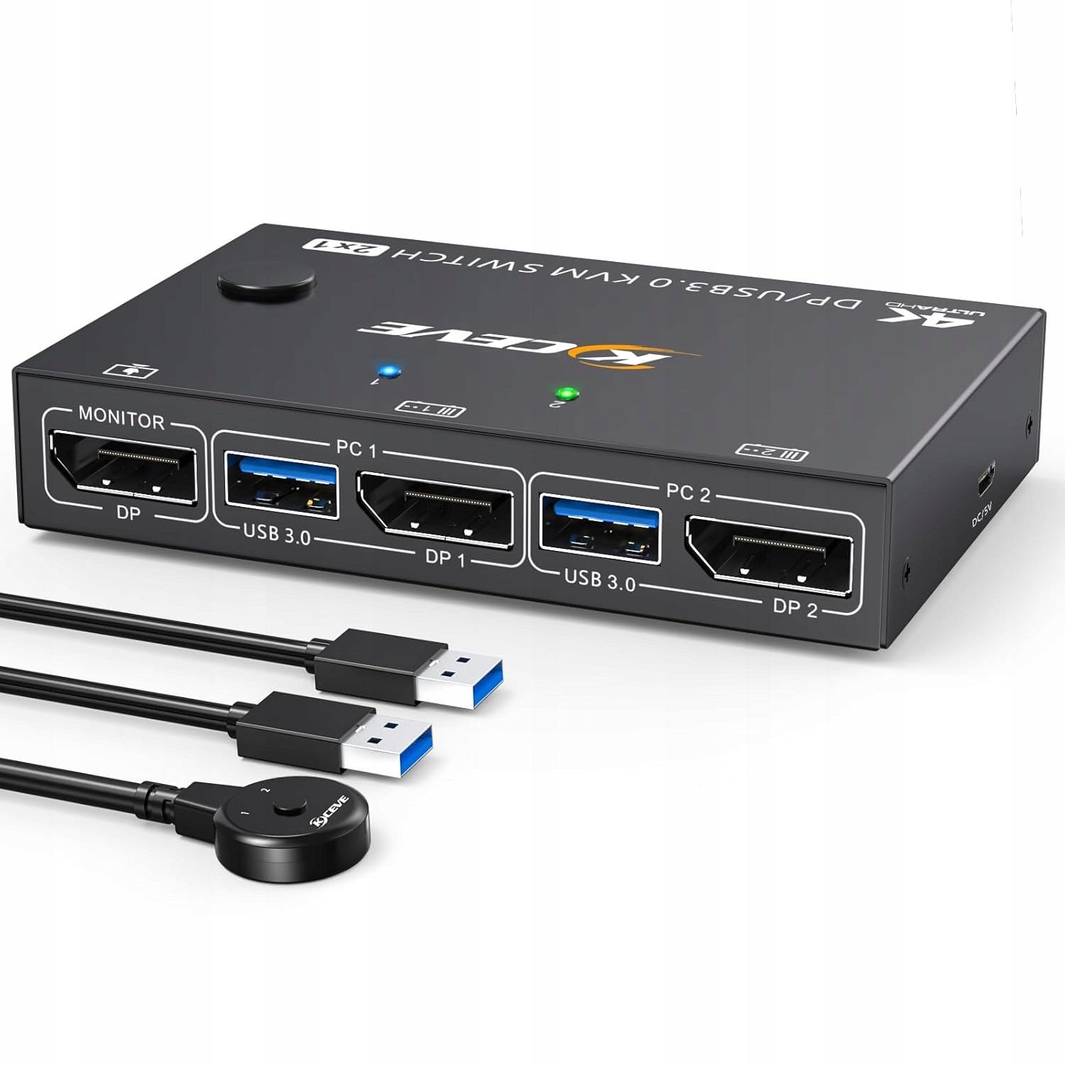 Przełącznik Kvm DisplayPort 2.1 2 Pc 1 monitor 8K 30Hz 4K 120Hz KVM201DPA