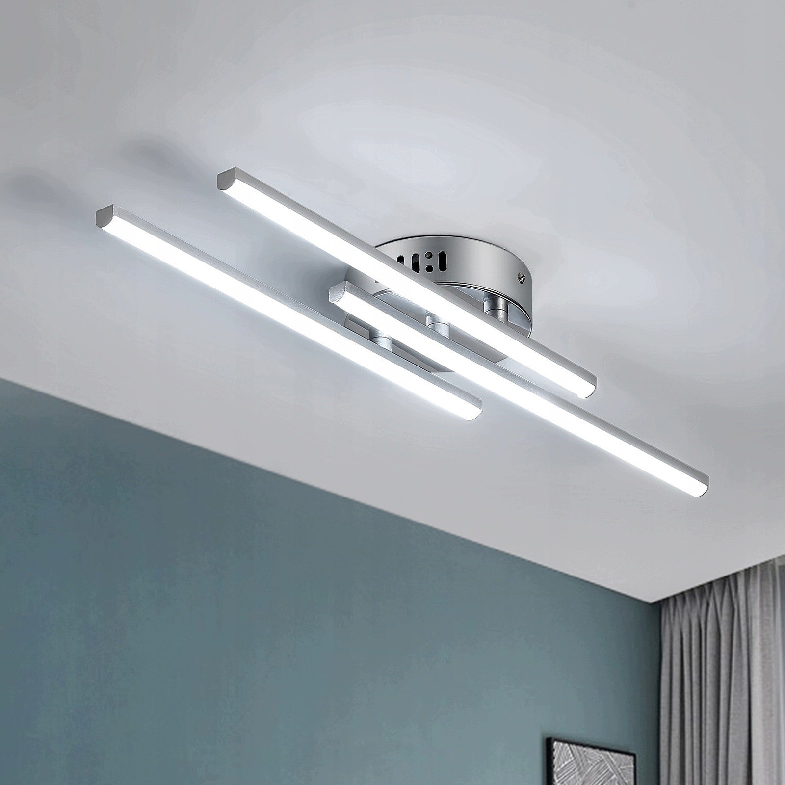 Stropní svítidlo Led závěsné stříbrné moderní do obývacího pokoje 6500K 18W