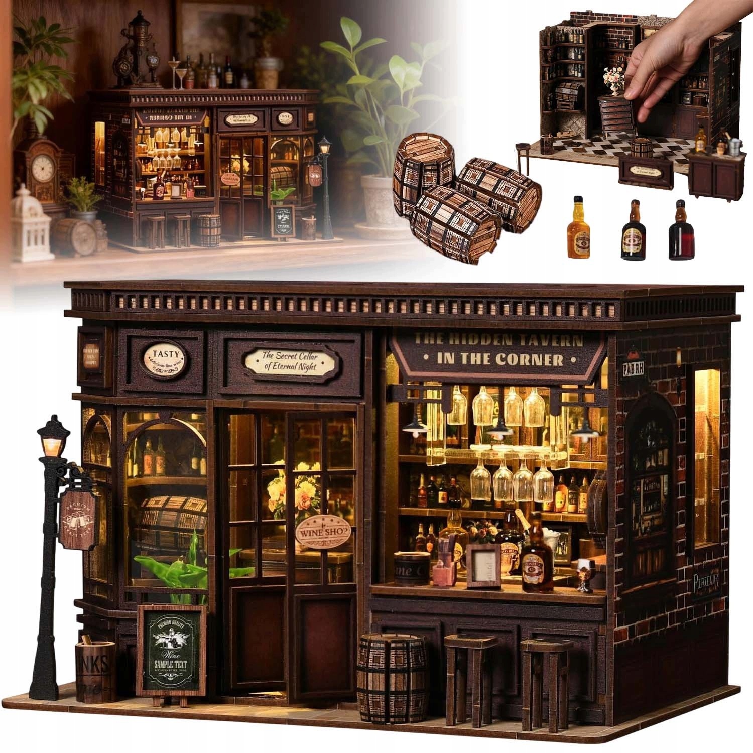 Diy Domek Miniaturowy Retro Tawerna Led Zestaw Budowania Z Drewna