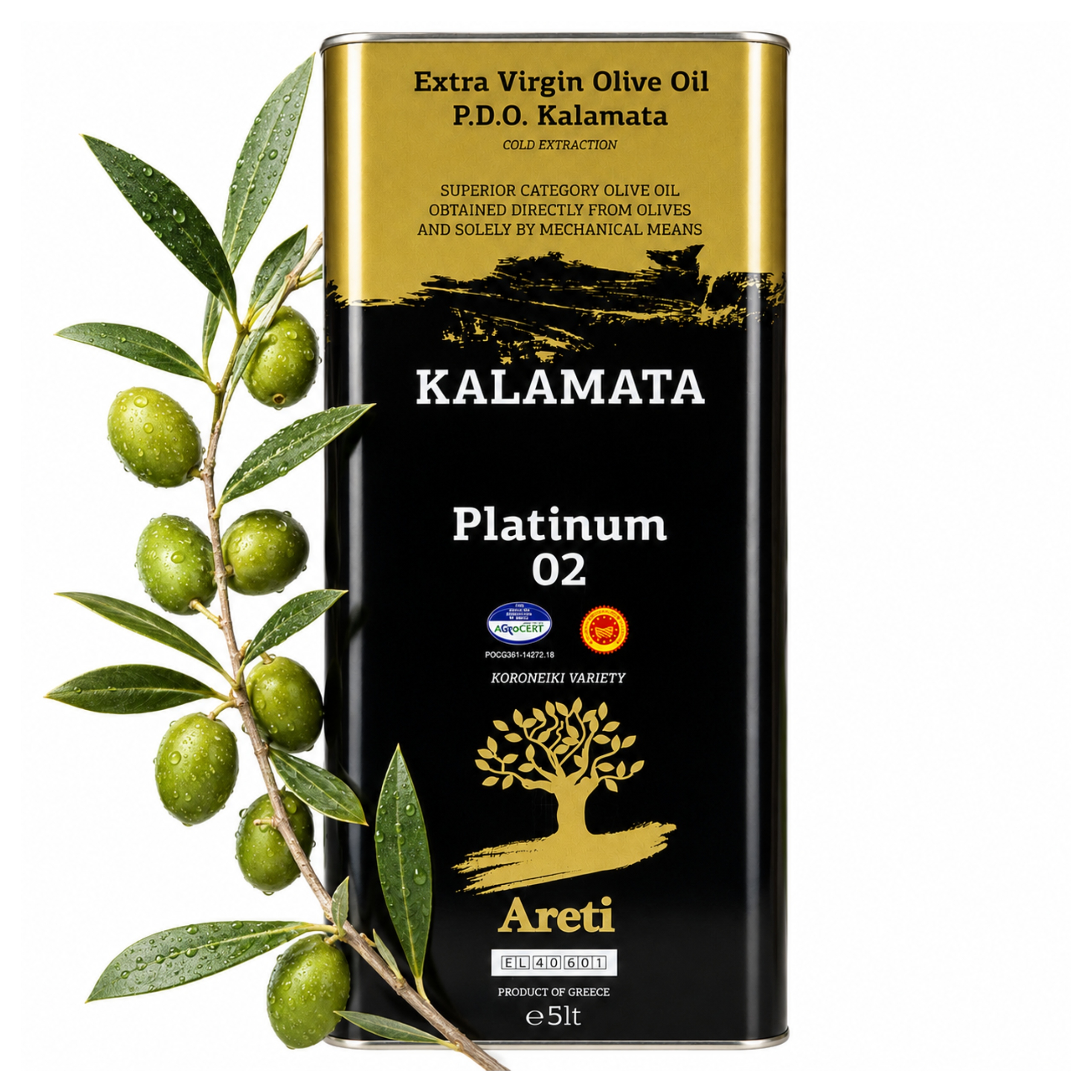 Extra panenský řecký olivový olej 5 l Areti Platinum P.d.o Kalamata 12/2027