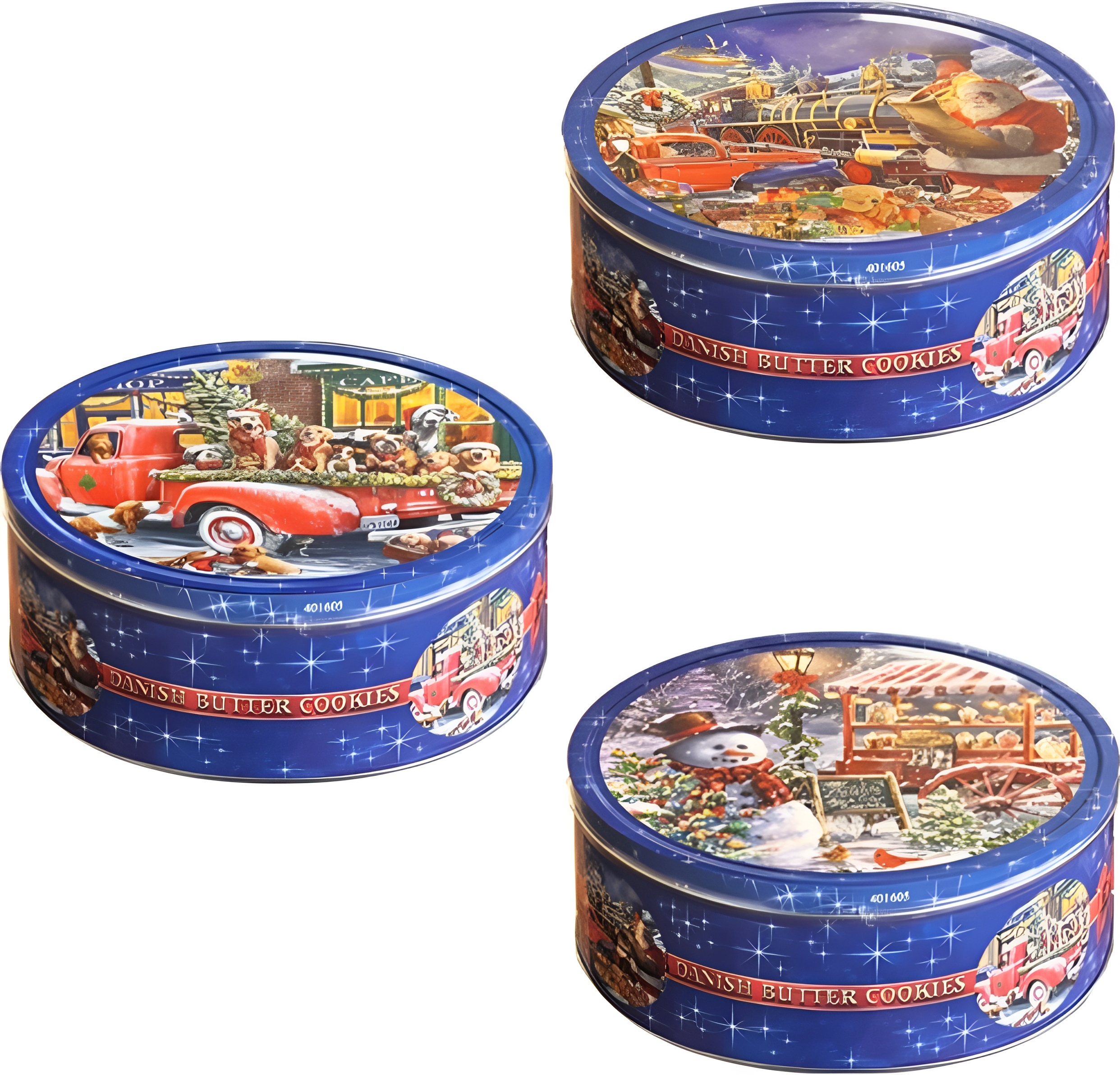 Levně Kovová plechovka s křehkými máslovými koláčky Ideální na Vánoce 1362 g