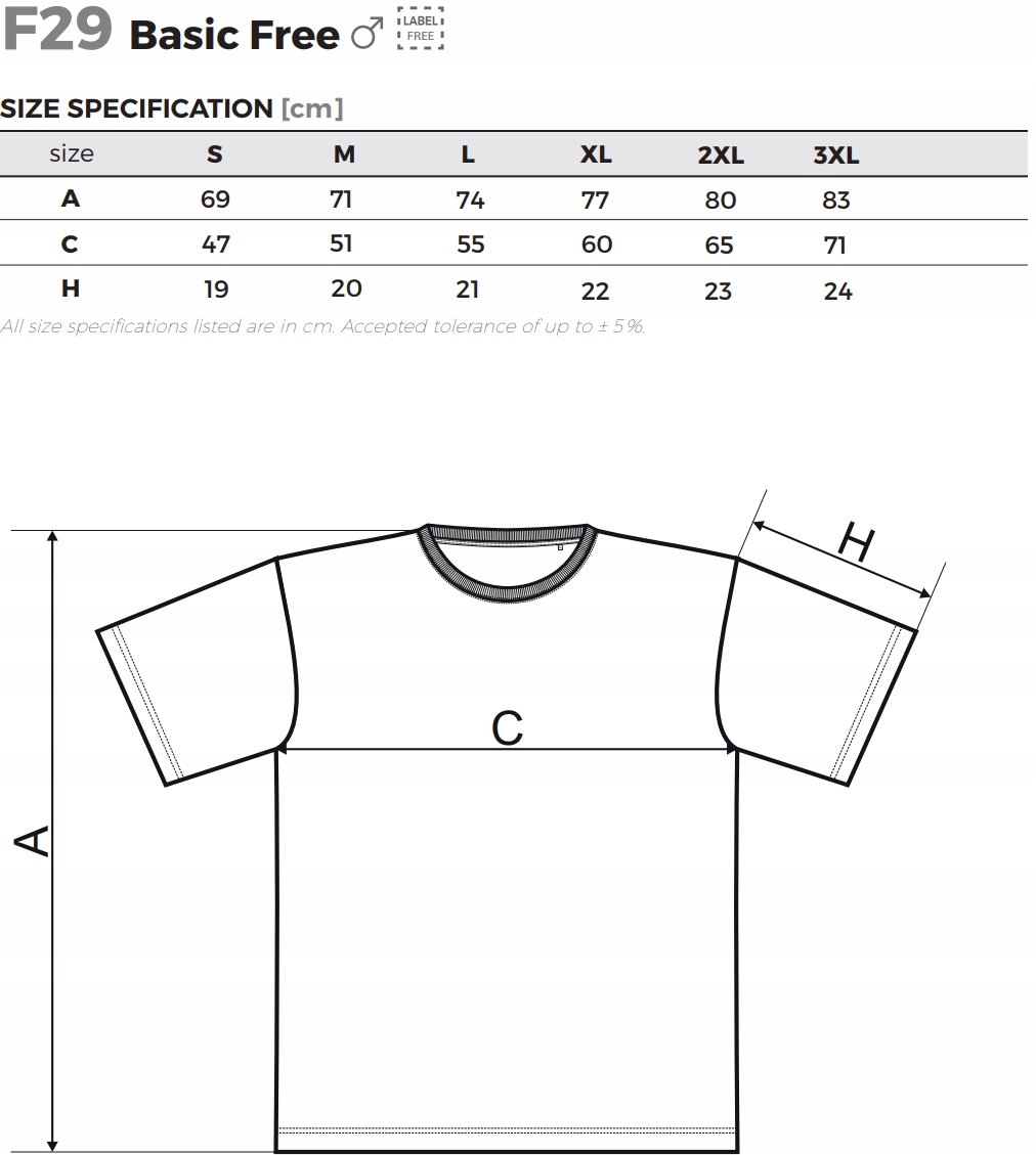 Koszulka męska T-shirt Malfini BASIC F29 Roz. M Model Malfini BASIC FREE F29