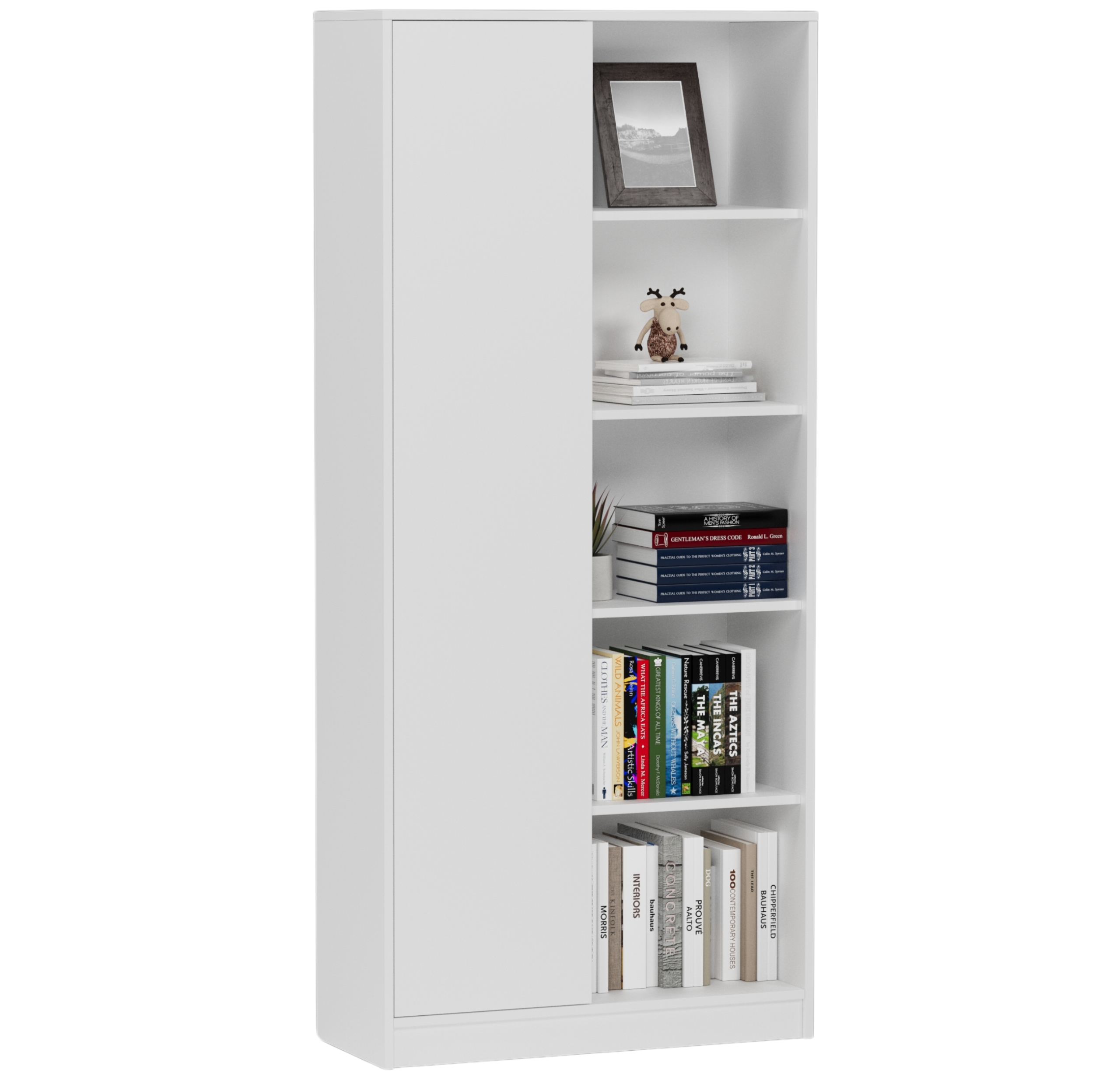 REGAŁ KSIĄŻKI BIUROWY 1 DRZWI 3 PÓŁKI BIAŁY B-5