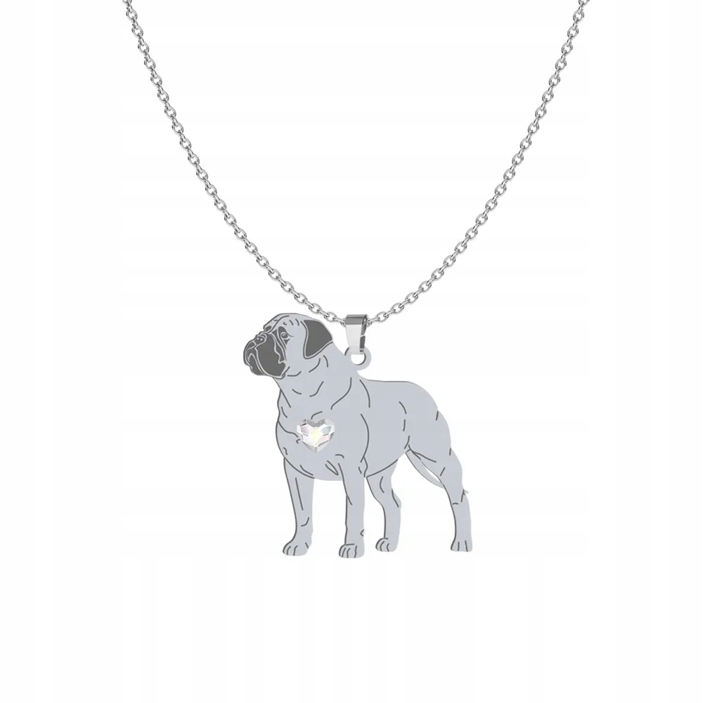 Stříbrný náhrdelník se psem Bullmastiff 925 Řetízek Dárek Gravírování Bonus